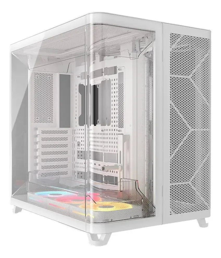 GABINETE CORSAIR AIR 5400 LX-R RGB ICUE LINK MID TOWER CON TRIPLE CÁMARA BLANCO