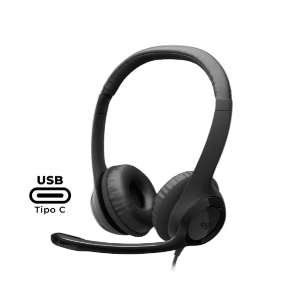 AURICULAR C/MICROFONO LOGITECH H390 USB-C NEGRO 981-001575