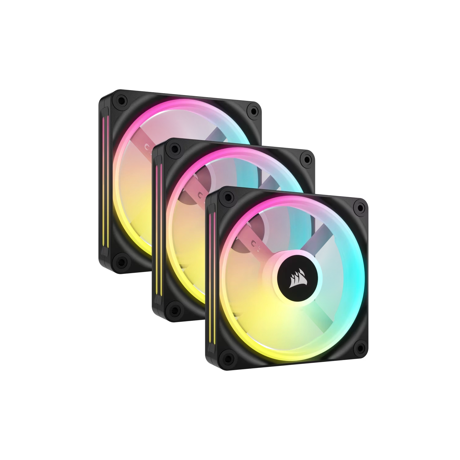 KIT DE VENTILADORES CORSAIR PWM DE 120 MM QX120 RGB X3 NEGRO CON ICUE LINK