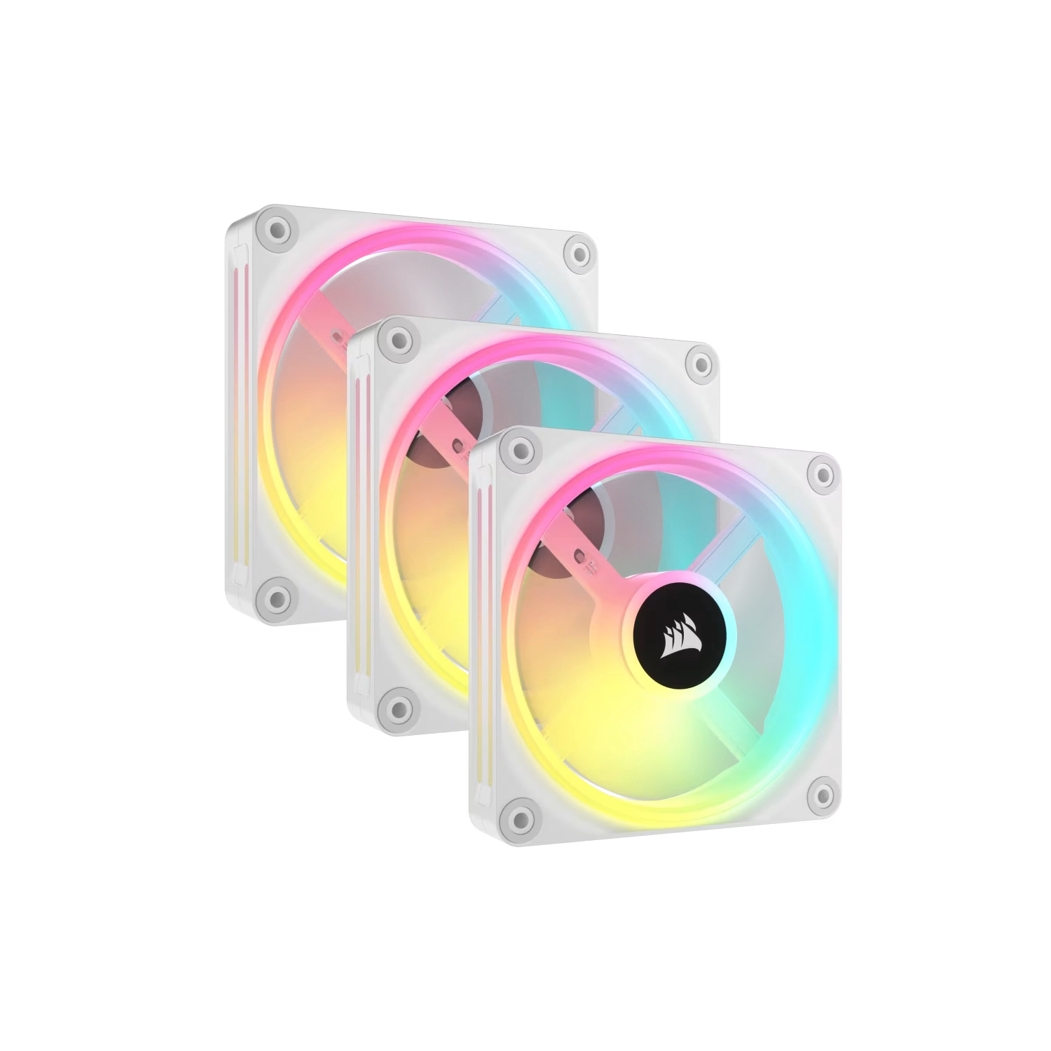 KIT DE VENTILADORES CORSAIR PWM DE 120 MM QX120 RGB X3 BLANCO CON ICUE LINK
