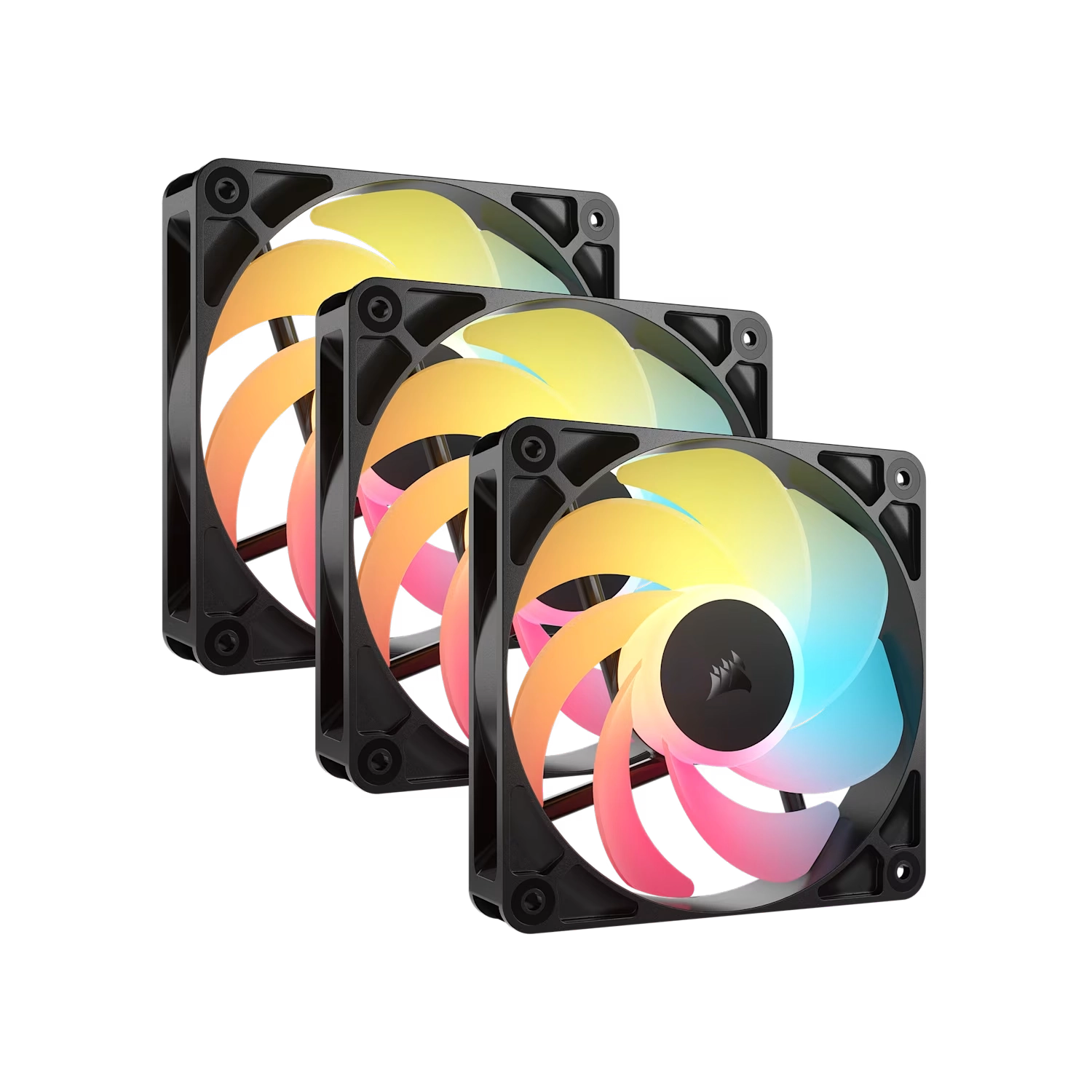 KIT DE VENTILADORES CORSAIR FLUJO INVERTIDO RS120-R ARGB DE 120 MM X3 NEGRO