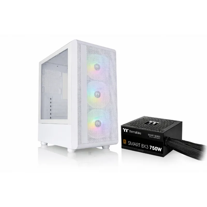 GABINETE C/FUENTE THERMALTAKE S200 + BX3 750W 80 PLUS BRONZE (WHITE EDITION)