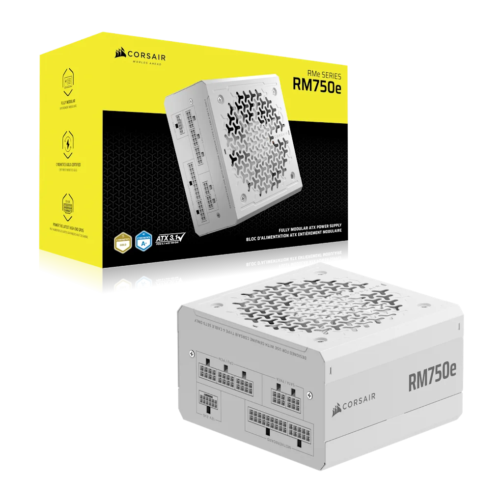 FUENTE CORSAIR RM750E 2025 750W CYBERNETICS PLATINUM FULL MODULAR PCIE 5.1 WHITE