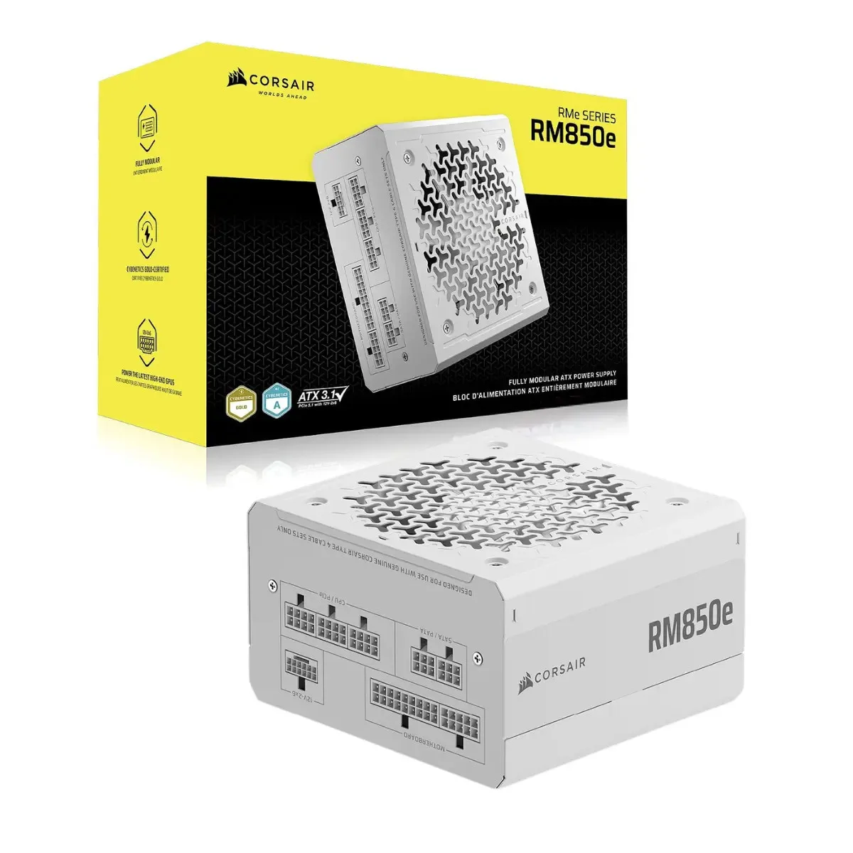 FUENTE CORSAIR RM850E 2025 850W CYBERNETICS GOLD FULL MODULAR PCIE 5.1 WHITE