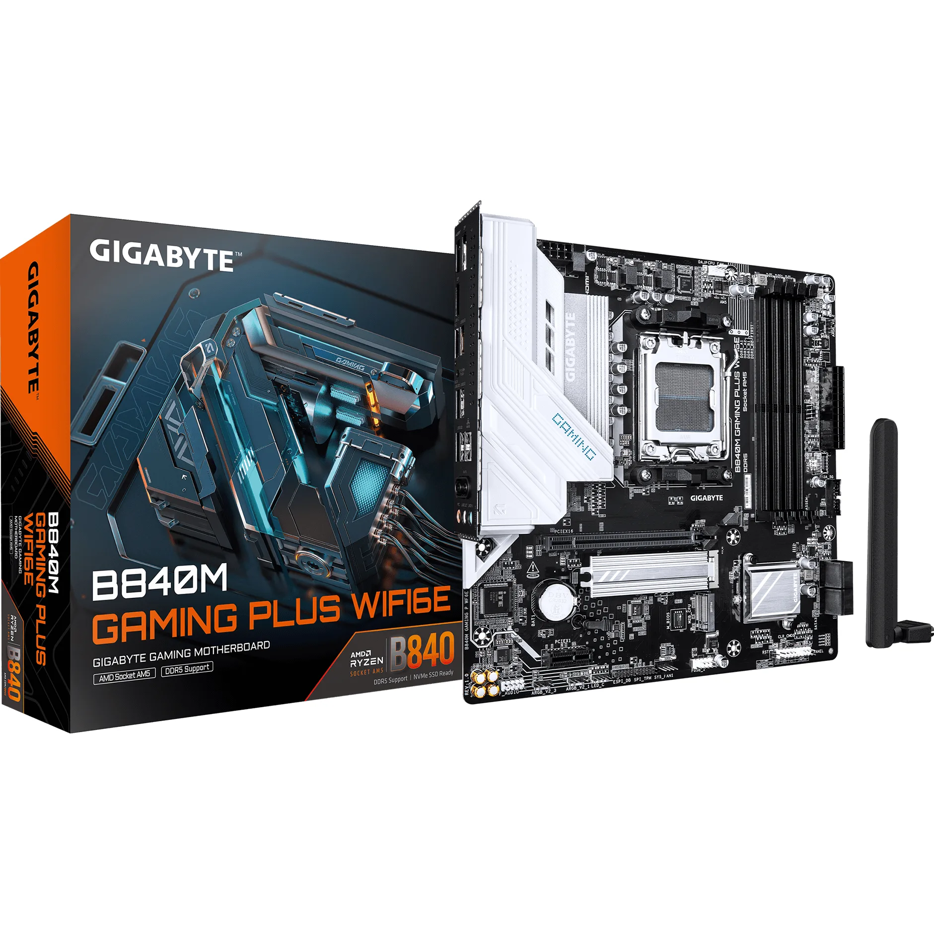 MOTHERBOARD GIGABYTE B840M GAMING PLUS WIFI 6E AM5 DDR5