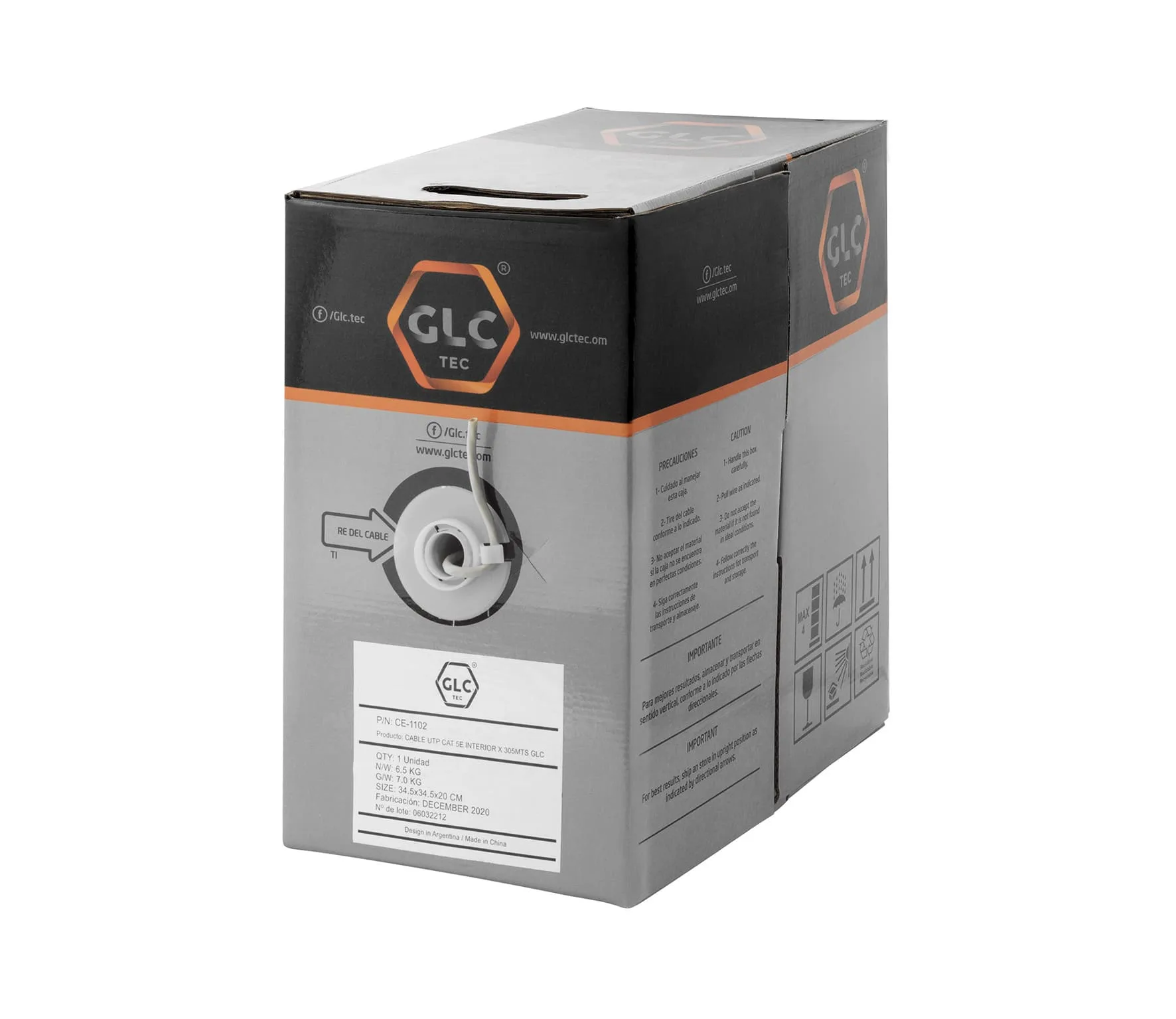CABLE UTP CAT.5E 305MTS GLC INTERIOR GR