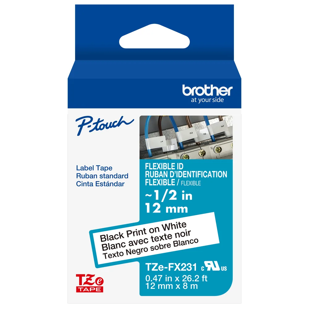 CINTA P/ROTU BROTHER TZEFX231 12MM FLEX NEG/BLA