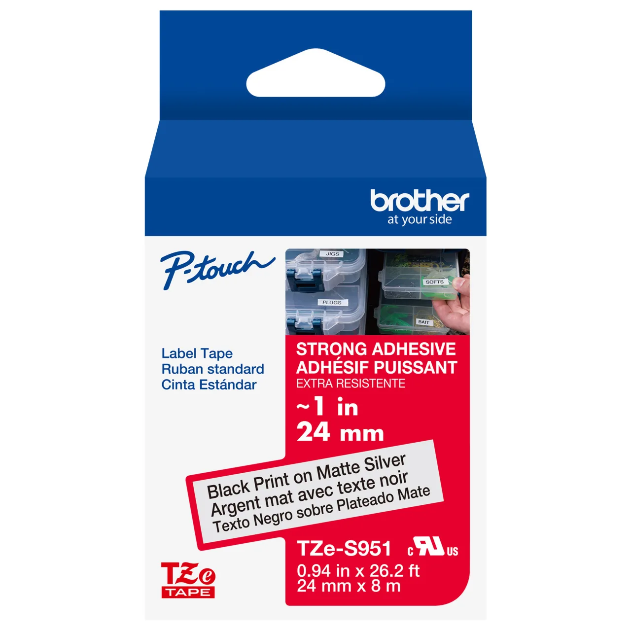 CINTA P/ROTU BROTHER TZES951 24MM ADHE EXT NEG/PLA