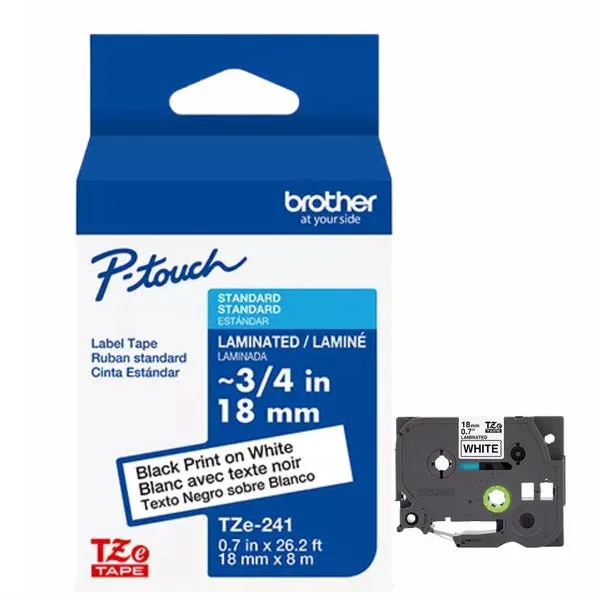CINTA P/ROTU BROTHER TZE241 18MM NEGRO/BLANCO