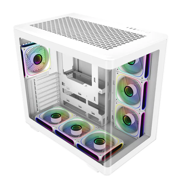GABINETE COOLER MASTER ELITE 600 MID TOWER 4 FANS ARGB TEMPERED GLASS WHITE S/FUENTE
