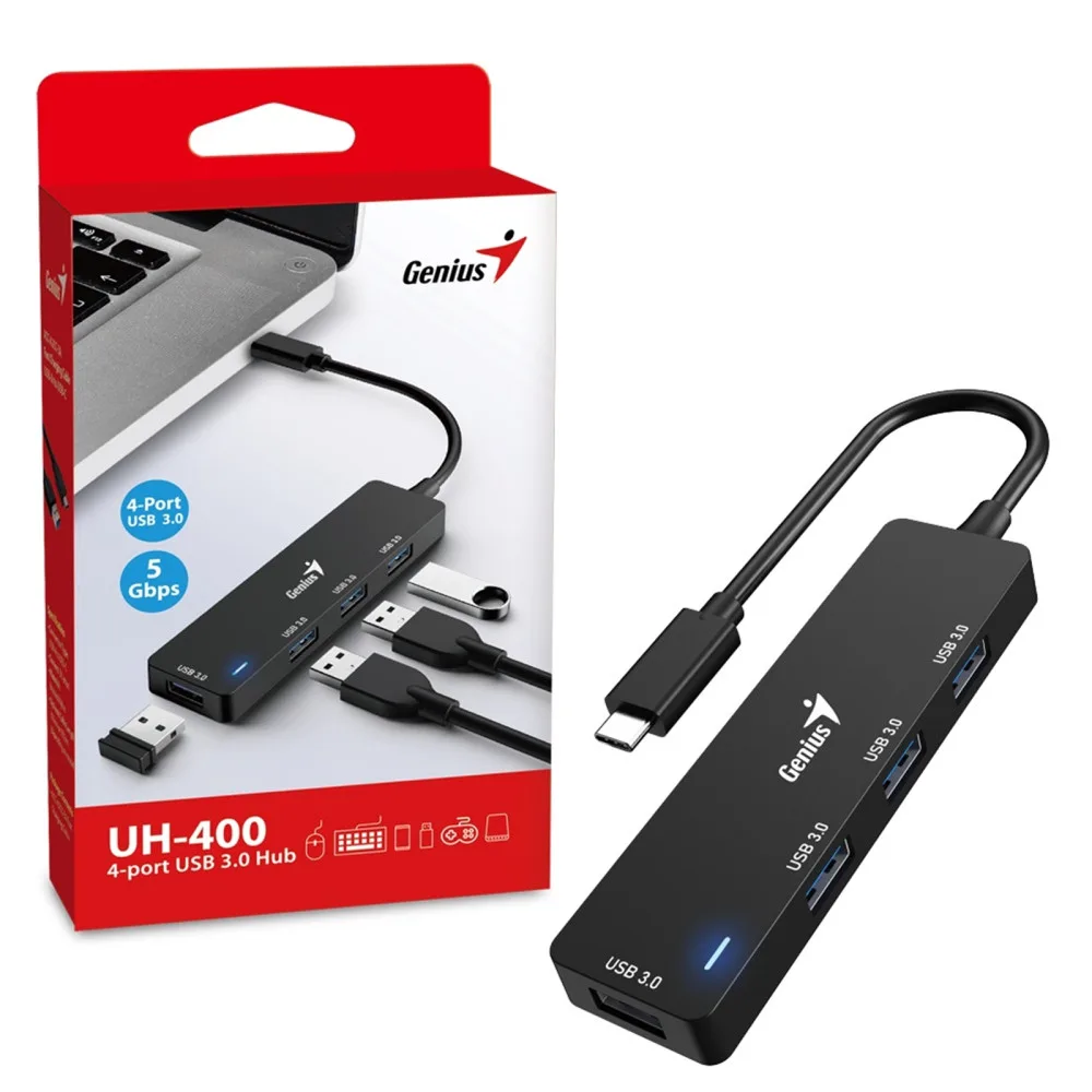 HUB GENIUS UH-400 USB-C A USB-A 3.0 X4