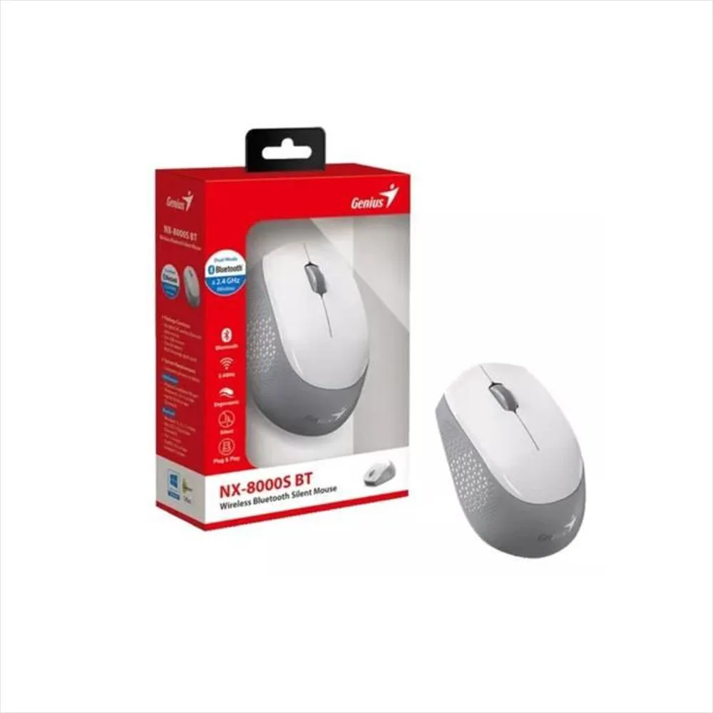 MOUSE INALÁMBRICO GENIUS BLUETOOTH NX-8000S BLANCO