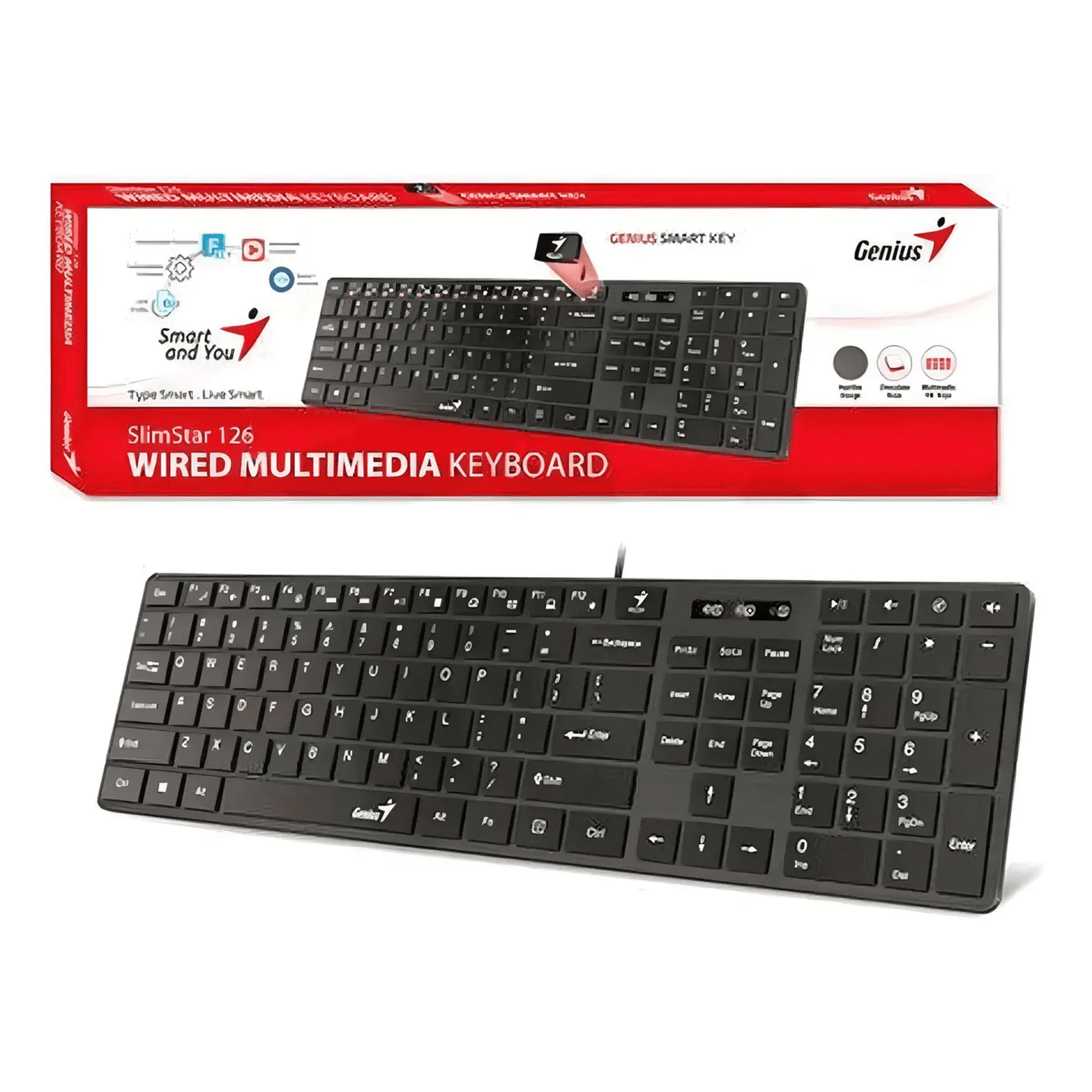 TECLADO C/CABLE GENIUS SLIMSTAR 126 NEGRO