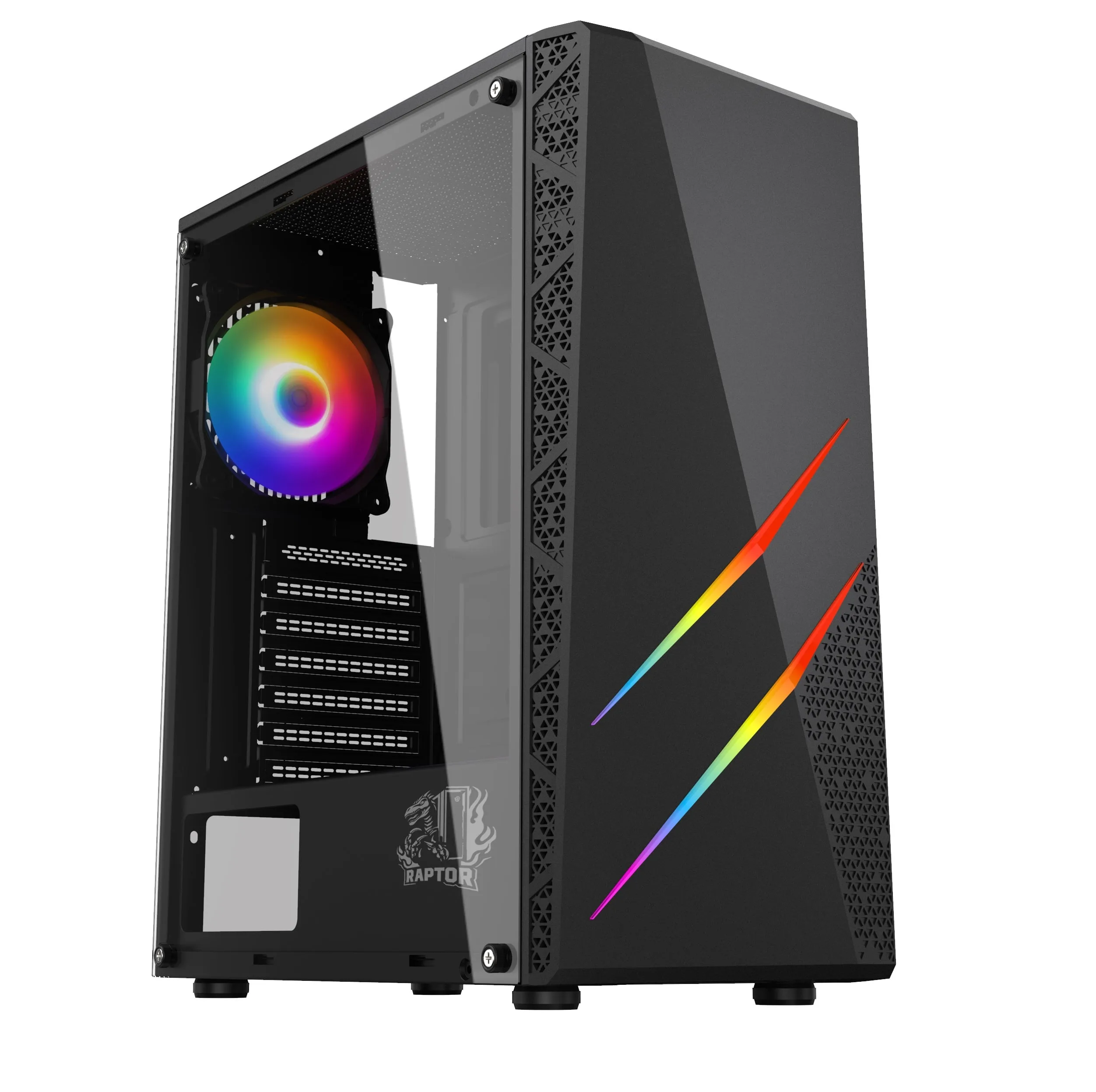 GABINETE RAPTOR BLAZE FORCE TG MID TOWER RGB FAN X1
