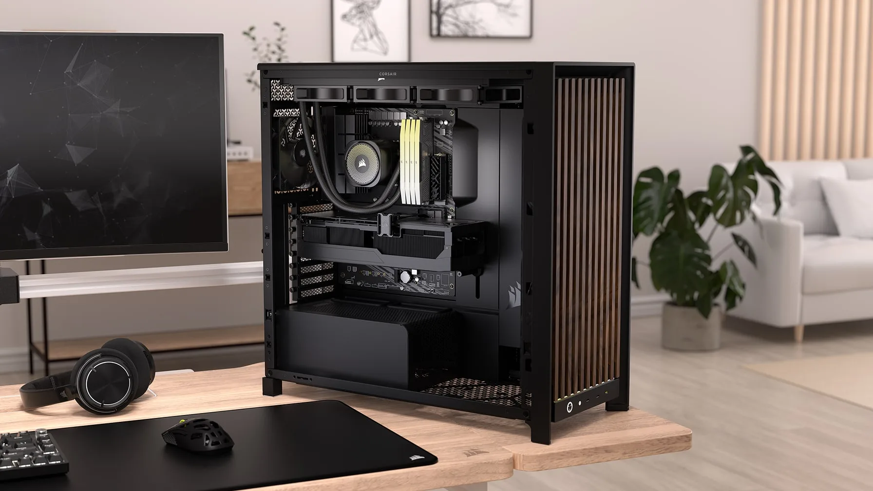 GABINETE CORSAIR FRAME 5000D WOOD RS PERFORMANCE MID-TOWER CASE NEGRO / MADERA