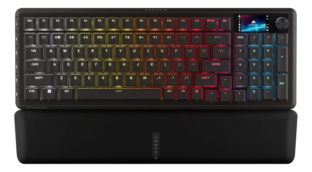 TECLADO GAMER CORSAIR VANGUARD 96 MECÁNICO INALÁMBRICO BACKLIT RGB LED MLX PLASMA NEGRO