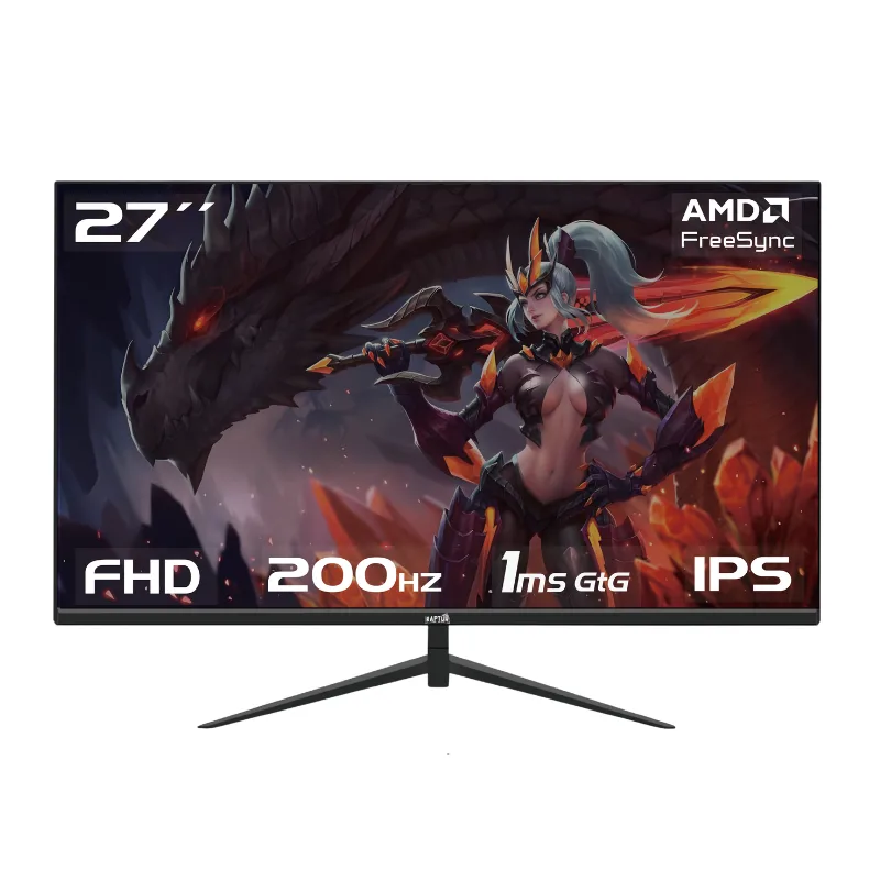 MONITOR GAMER RAPTOR HAWK EYE 27 FRAMELESS IPS FHD 200HZ 1MS HDMI-DP NEGRO (3385) (II)