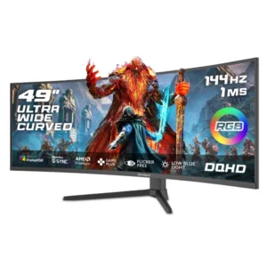 MONITOR SOLARMAX 49 FRAMELESS DQHD 144 HDMI+DP RGB BLACK - https://clickgaming.com.ar