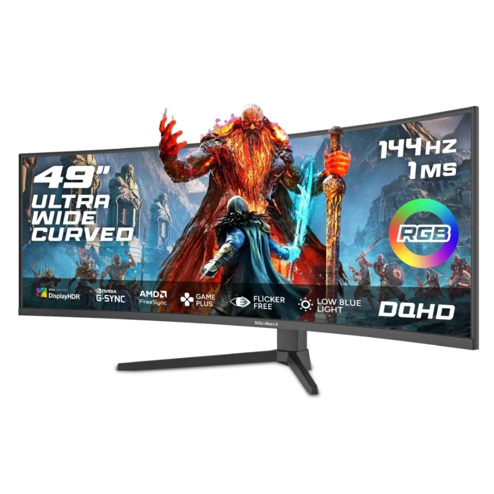 MONITOR SOLARMAX 49 FRAMELESS DQHD 144 HDMI+DP RGB BLACK